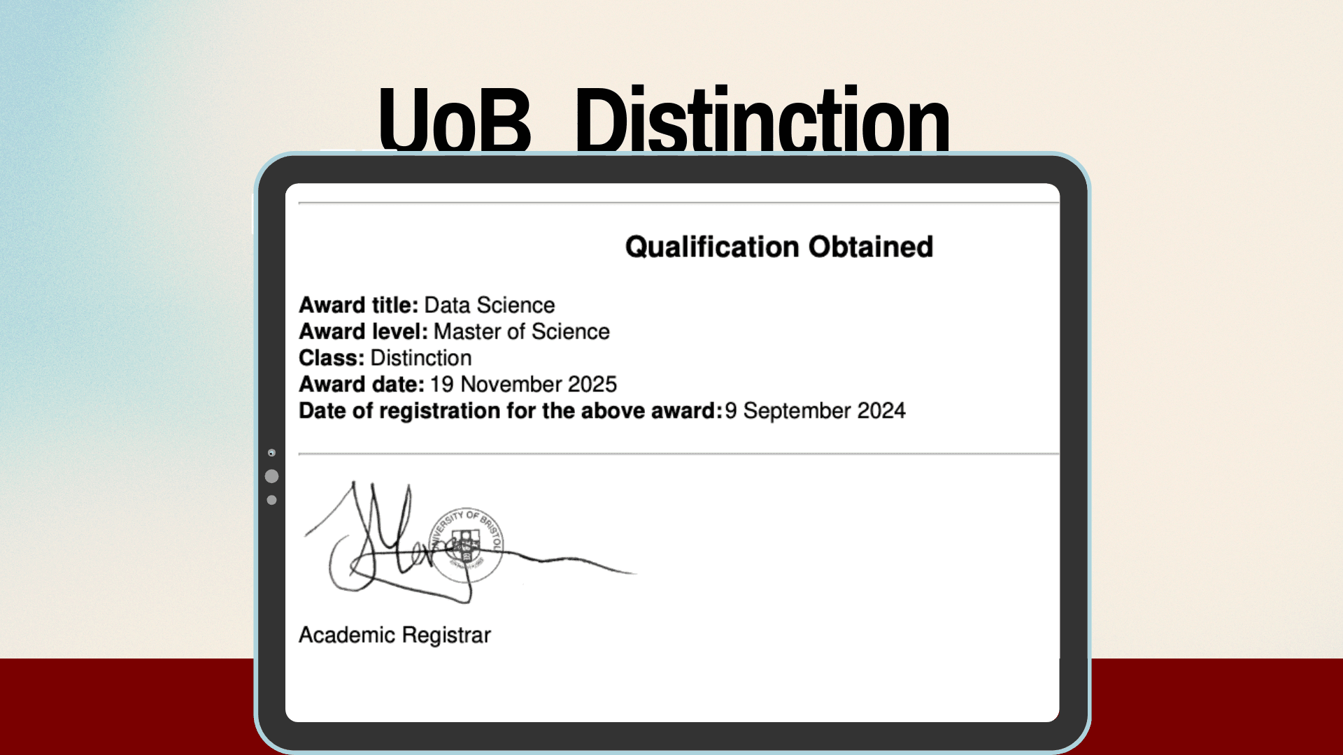 MSc Data Science (Distinction)